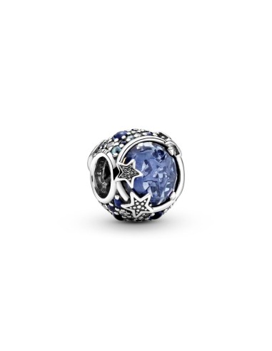 SILVER BEAD WITH CELESTIAL BLUE DIAMOND STARS