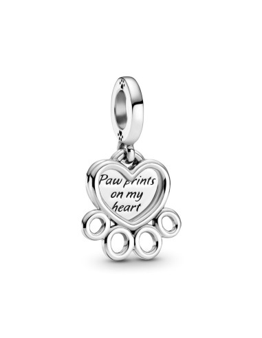 SILVER BEAD HEARTS AND FOOTPRINTS PENDANT
