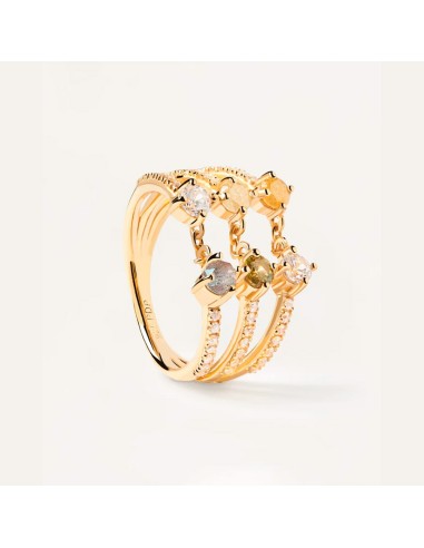 PDPAOLA JUNO GOLD SILVER RING WITH STONES
