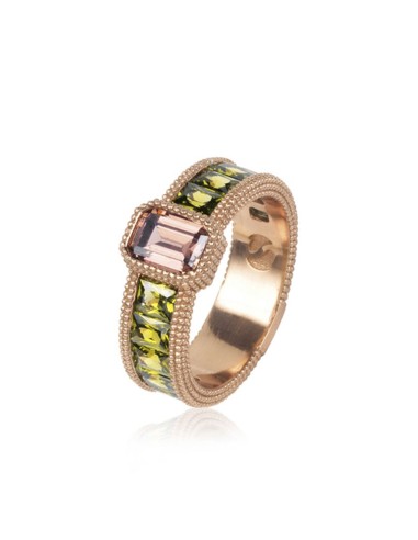 MANHATTAN RING WITH ZIRCONS PINK SILVER
