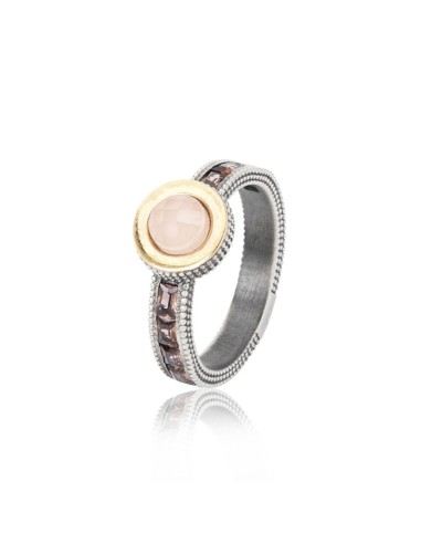 GORBEIA ARROSA RING IN SILVER, GOLD AND ROSE QUARTZ