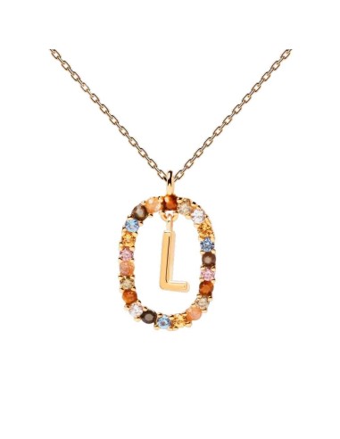 GOLDEN SILVER LETTER L NECKLACE PDPAOLA