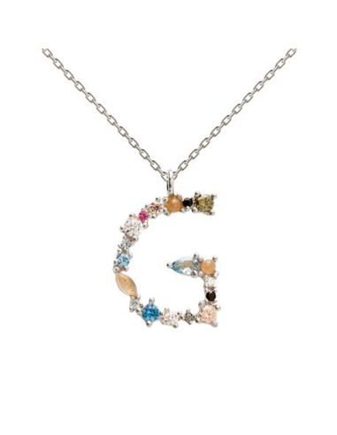 SILVER LETTER G STONES I AM NECKLACE