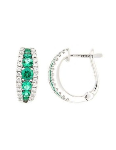 DIAMONDS AND EMERALD WHITE GOLD EARRINGS