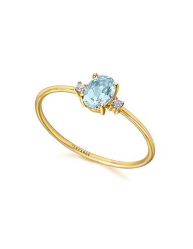 YELLOW GOLD DIAMONDS AND BLUE TOPAZ RING