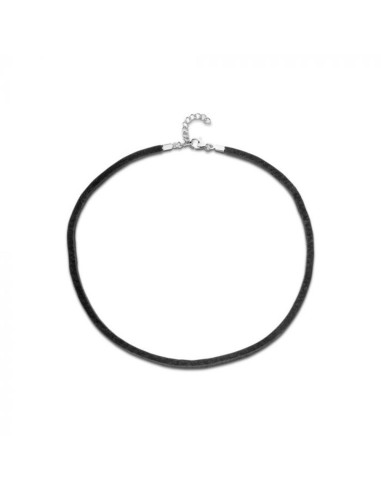 SUEDE LEATHER CHOKER NECKLACE WITH SILVER CLOSURE