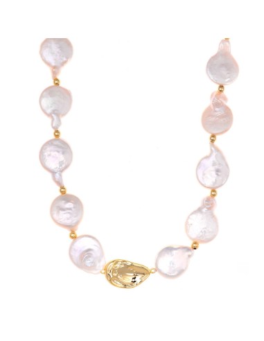 SILVER GOLDEN NECKLACE FRESHWATER PEARLS