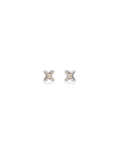 LITCHI CROSS SILVER AND ZIRCONS EARRINGS