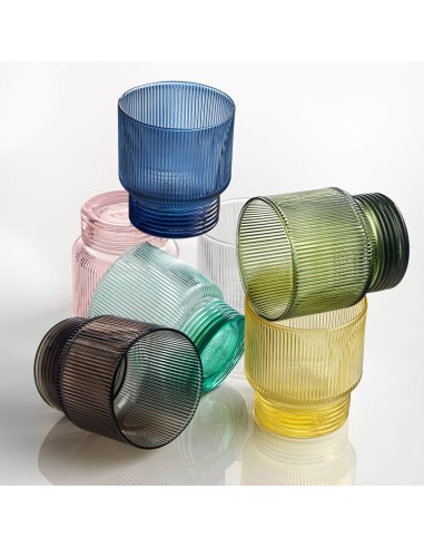 SET OF 6 MULTICOLORED WATER GLASSES