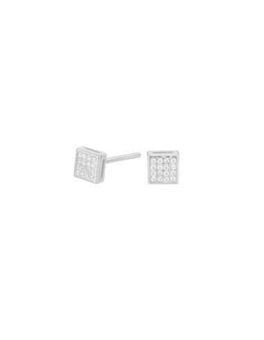SILVER SQUARE BUTTON EARRINGS