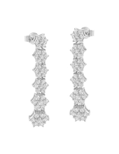 LONG SILVER EARRINGS WITH WHITE ZIRCONS