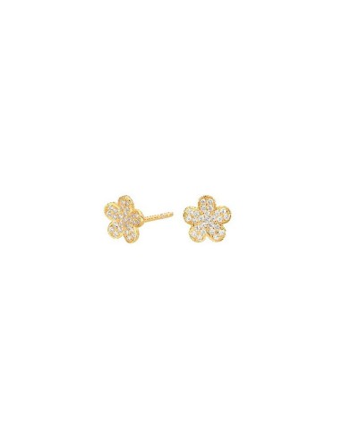 PENDIENTES PLATA FLOR DORADA