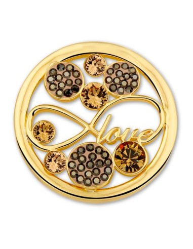 GOLD CHAMPAGNE LOVE COIN OPENWORKED SWAROVSKI CR