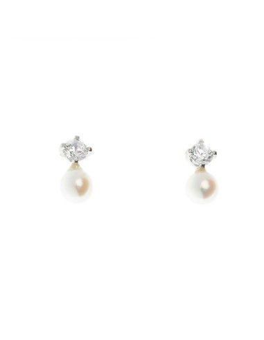 SILVER EARRING BABY RHODIUM WHITE PEARL AND WHITE CIR