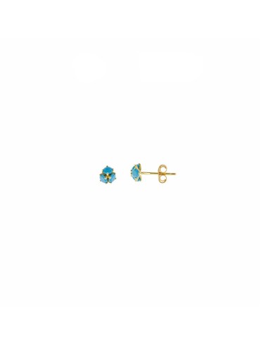 GOLDEN SILVER THREE TURQUOISE EARRINGS