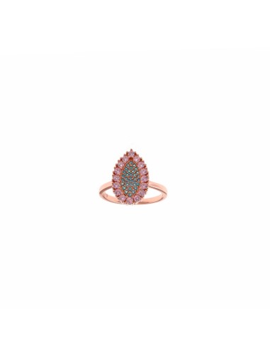 PINK SILVER RING TEAR CRYSTAL MICROPAVE