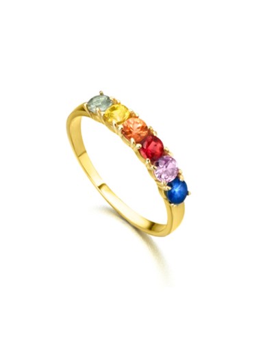 YELLOW GOLD RING M ALLIANCE C COLORED SAPPHIRES