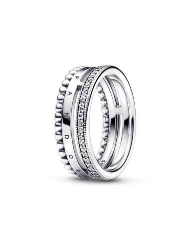 THE RING PANDORA SIGNATURE IN PLATA OF LOGO PAVE