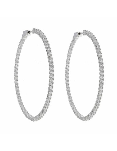 SILVER RHODIUM EARRINGS WITH WHITE ZIRCONS 45MM
