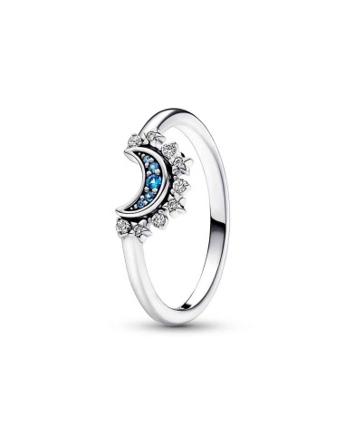 Shiny Blue Celestial Moon Sterling Silver Ring