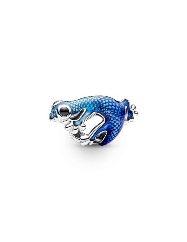 Metallic Blue Gecko sterling silver charm
