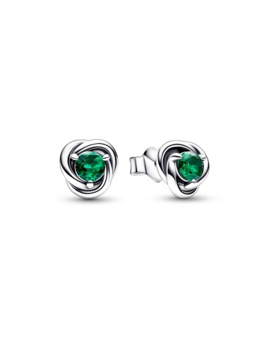 PENDIENTES PLATA BOTON CIRCULO ETERNITY VERDE ROY