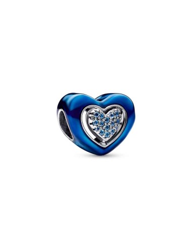 Blue Rotating Heart sterling silver charm