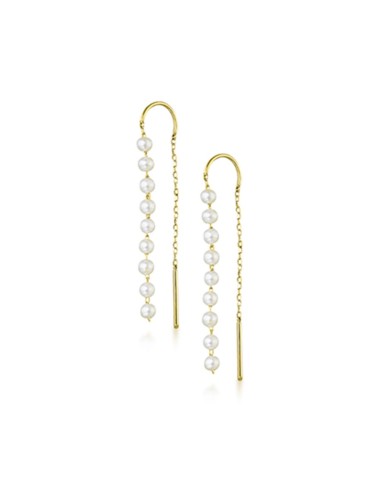 YELLOW GOLD EARRINGS MULTI-CULTURED PEARLS
