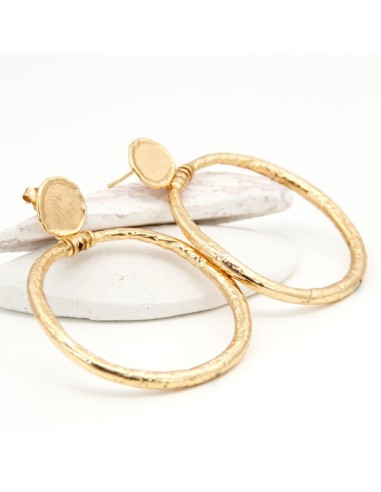 GOLDEN SILVER EARRINGS WITH MARTELE HOOPS 50 MM